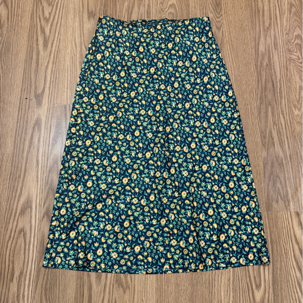 J. Crew Teal Floral Pencil Skirt with Yellow Accents